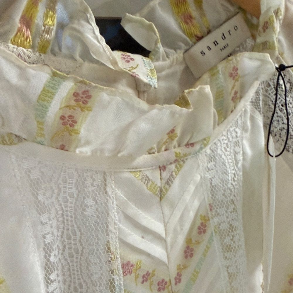 Sandro “Mary” Lace-Panel Mini Dress | Ecru | French Romanticism 38 | US 4 - Picture 12 of 12
